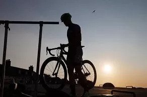 cyclist at San Diego beach