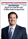 San Diego Business Journal Features Jurewitz Law Group Injury & Accident Lawyers Case Settlement